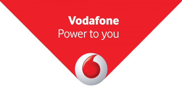 Logo Vodafone su sfondo rosso