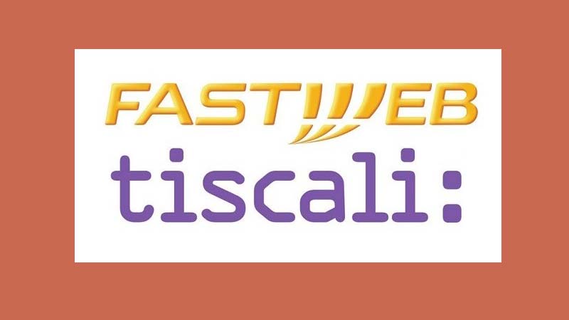 Loghi di Fastweb e Tiscali Fastweb Tiscali