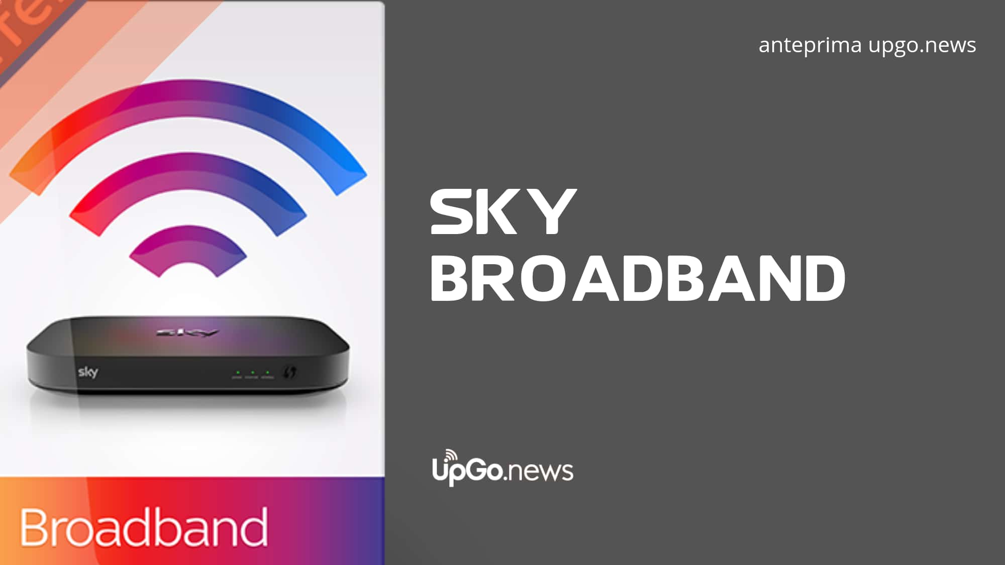 Immagine Sky Broadband più testo titolo dell'articolo Sky Broadband Italia logo