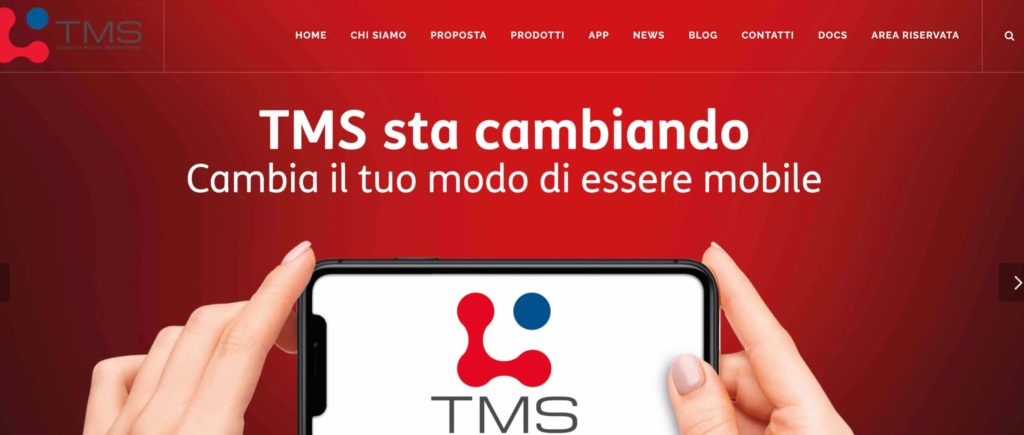 Logo e home page di TMS, il gestore telefonico di San Marino