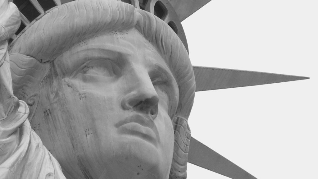 Particolare della Statua della Libertà, Stati Uniti in bianco e nero