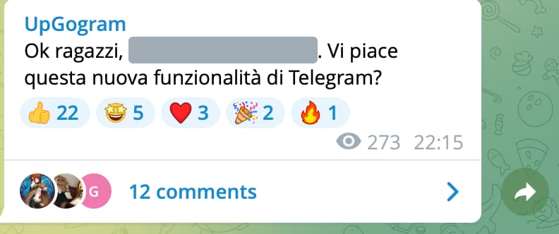 screenshot messaggio Telegram con spoiler