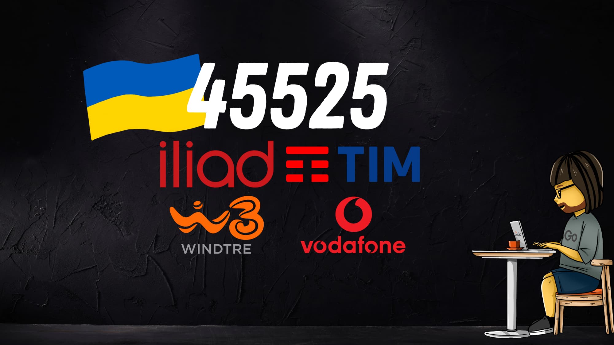 45525 donare con Iliad, Tim, WindTre e Vodafone