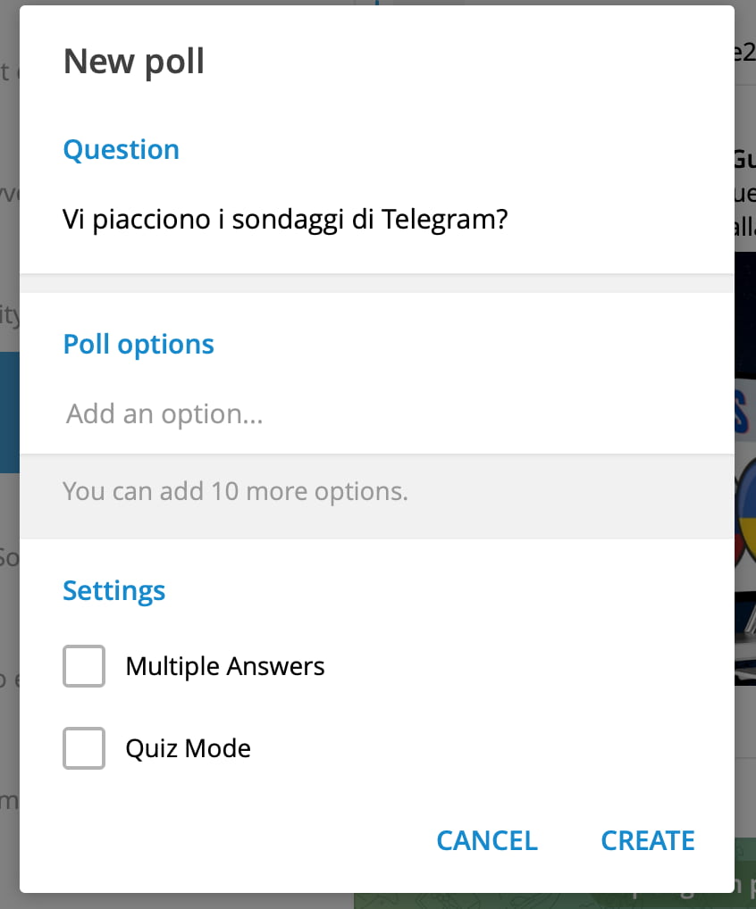 Sondaggi Telegram