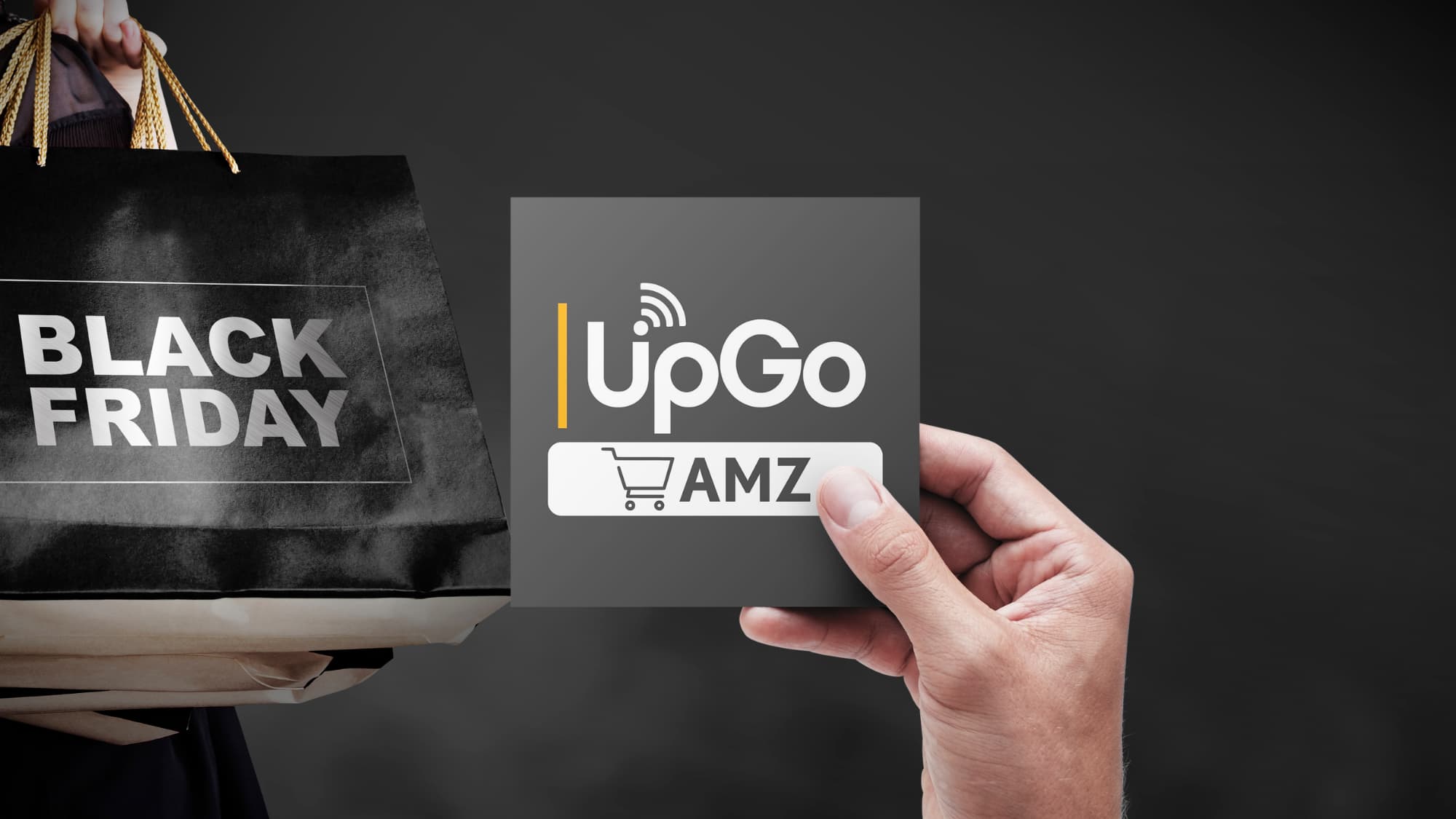 Black Friday e logo di UPGO AMZ, il canale Telegram per seguire il Black Friday
